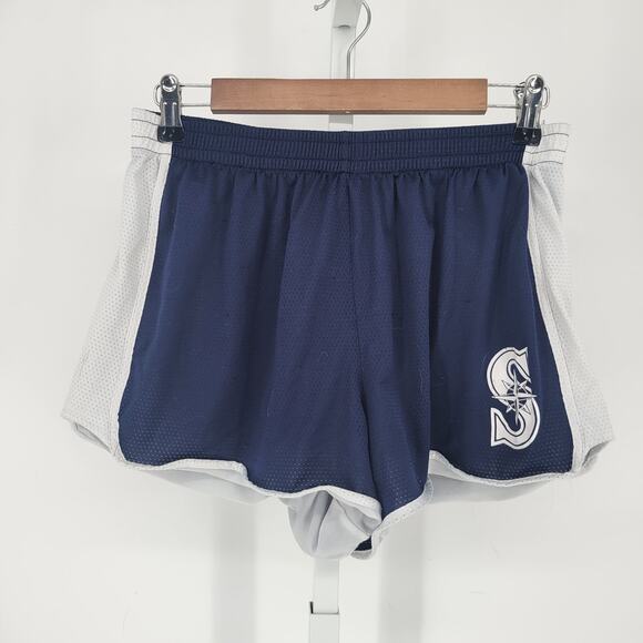 PINK by Victorias Secret Sz L Athletic Shorts Seattle Mariners Blue White MLB - Picture 1 of 4